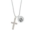 thumbnail image 2 of Delight Jewelry Stainless Steel Proverbs 3:15 - She is Precious Engraved Cross - Silvertone Script Initial Disc - B - Charm Necklace, 20"+3", 2 of 4