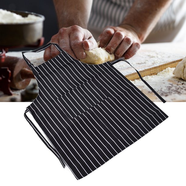 Delantal De Babero Impermeable, Delantal Rayado Unisex Ajustable Con 2 Bolsillos Para Cocina Panaderos De Cocina Restaurantes
