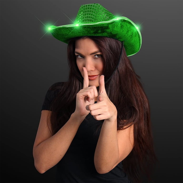 St. Patricks Day LED Light Up Sequin Cowboy Hats, 2025 Under  display picture 1
