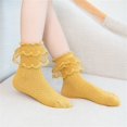 thumbnail image 3 of LIaqionyy Baby Girls 3 Pair Lace Socks Toddlers Ruffle Lace Frilly Dress Socks Comfy Solid Color Princess Crew Socks, 3 of 4