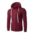 thumbnail image 4 of Fabrcox Mens Hoodies Slim Fit Full Zip Baggy Sports Hooded Drawstring Fleece Lined Comfortable Trendy Hoodies with Pockets Wine XL, 4 of 4