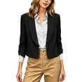 thumbnail image 2 of Qzwdhjm Cropped Blazers for Women Shawl Lapel Ruched 3/4 Sleeve Single Button Blazer Pocket Lightweight Formal Suit Jackets, 2 of 9