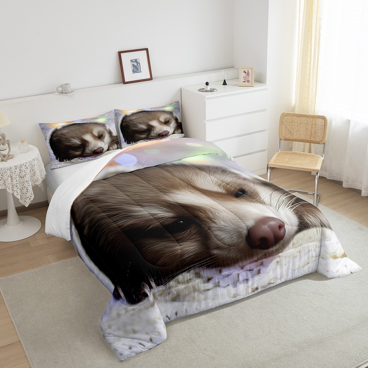 Ferret Comforter Set Cute Ferret Animal Bedding for Kids Boys Girls Pet Animal Theme Design Bedding Comforter Sets Lovely Ferret Sleeping Pattern Duvet Insert Bedroom Collection 2Pcs Twin Size Walmart...