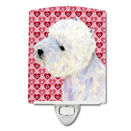 

Caroline s Treasures LH9135CNL Westie Hearts Love and Valentine s Day Portrait Ceramic Night Light 6x4x3 multicolor