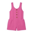 thumbnail image 5 of Purcolt Overalls for Women Summer Crew Neck Sleeveless Cotton Rompers Casual Button Front Short Jumpsuits with Pockets, 5 of 9