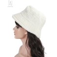 thumbnail image 3 of Gustave Fuzzy Bucket Hat for Women Winter Faux Fur Sherpa Bucket Hats Cloche Soft Warm Plush Fisherman Cap, White, 3 of 9