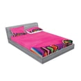 thumbnail image 2 of Ambesonne Mexican Fitted Sheet & Pillow Sham Set, Folkloric Serape Blanke, Queen, Fuchsia Purple, 2 of 2