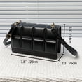 thumbnail image 3 of Bolsa de hombro con solapa de cuero PU cuadrados de chocolate para mujer con solapa (negro) Ehuebsd Para Estrenar, 3 of 8
