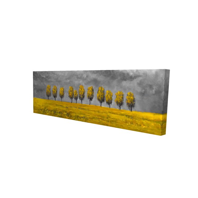 Arbres Jaunes dans un Champ - Toile 16"x48 Pouces - Impression à la Demande