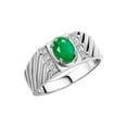 thumbnail image 4 of Rylos 14K White Gold Classic 8X6MM Oval Emerald & Sparkling Diamond Ring - Birthstone Jewelry for Men -Size 9, 4 of 8