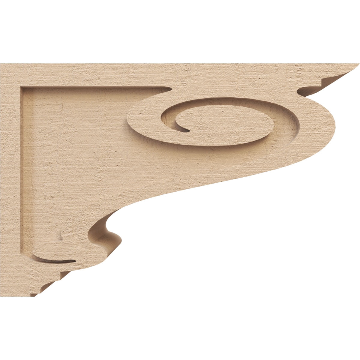 6"W x 18"D x 12"H Classic Scroll Rough Cedar Woodgrain TimberThane Corbel, Primed Tan
