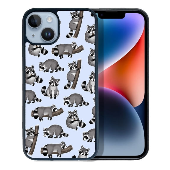 WIRESTER Soft Rubber Protector Cover Case for Apple iPhone 14 6.1" 2022, Raccoon Funny Playful Postures