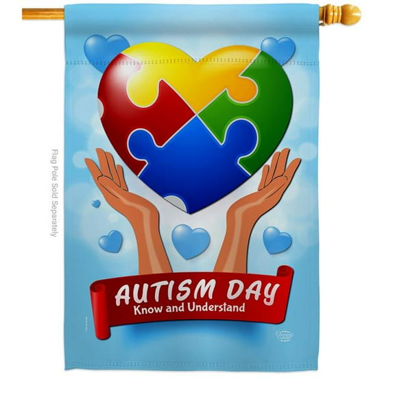 Ornament Collection H192440-BO Autism Day Support Awareness 28 x 40 in. Double-Sided Decorative Vertical House Flags for Decoration Banner Garden Yard Gift