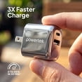 thumbnail image 3 of Powertek Luxe 20W USB-C + 18W USB-A Fast Charging Dual Port Block, Silver, Compatible with iPhone, Android, Tablets & USB Devices, Compact Travel Adapter, 3 of 8