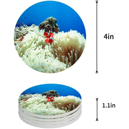 

KXMDXA Christmas Santa Claus Set of 6 Round Coaster for Drinks Absorbent Ceramic Stone Coasters Cup Mat with Cork Base for Home Kitchen Room Coffee Table Bar Decor