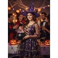 thumbnail image 4 of PMU Halloween Party Accessories Decoration Costume Witch Hats Purple/Gold Poloyester Pkg/1, 4 of 8