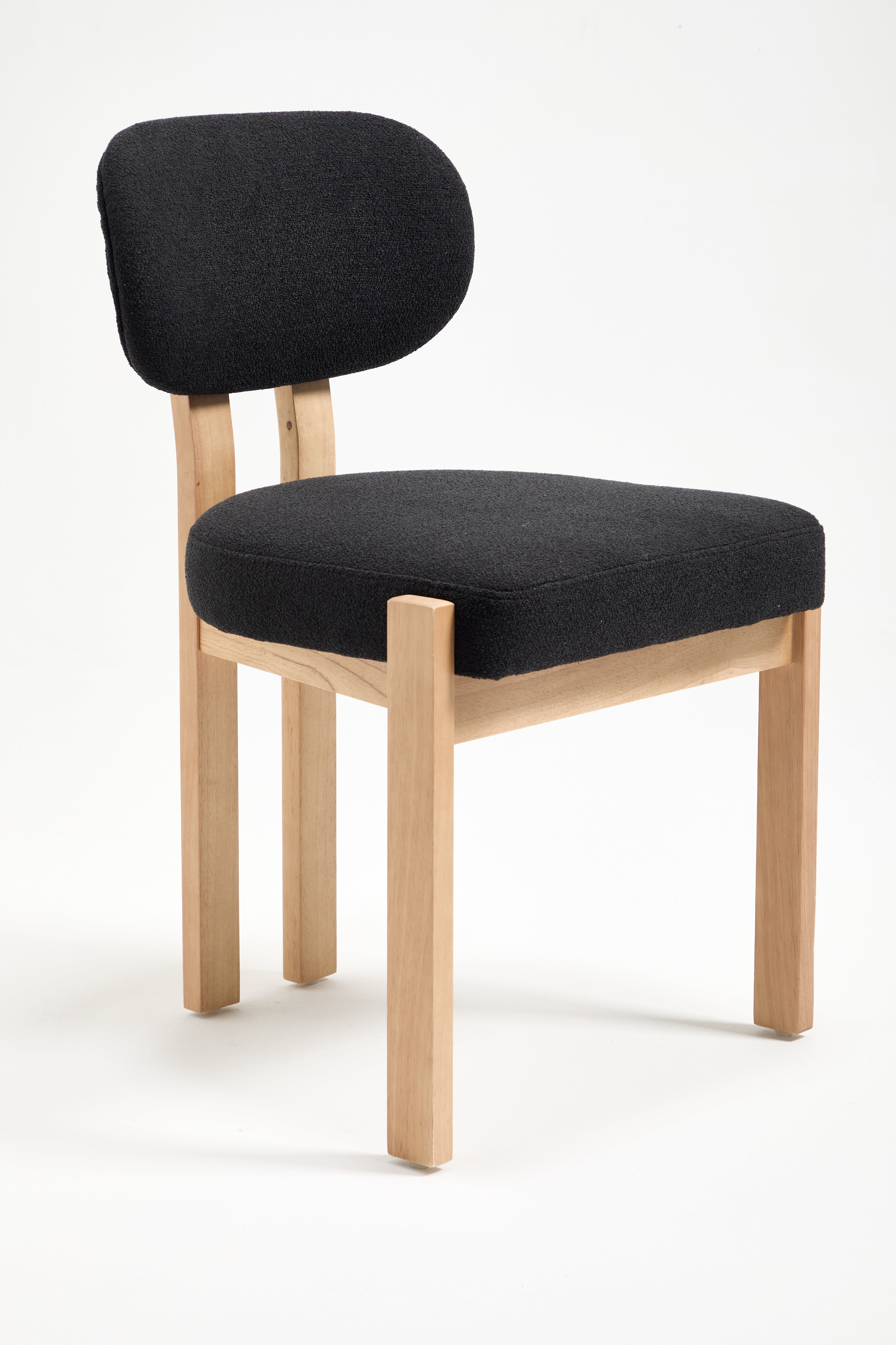 PORKISS Upholstered Dining Chairs Set of 2, Mid-Century Kitchen Chairs with Solid Wood Legs and Cushioned Wingback for Kitchen, Black