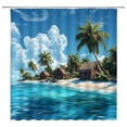 thumbnail image 4 of Ocean Beach Shower Curtain Tropical Seaside Palm Trees Landscape Island Turquoise Blue Fabric Bathroom Decor Curtain with Hooks-72"W x 72"L (Pack of 1), 4 of 7