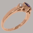 thumbnail image 4 of LBG British Made 10k Rose Gold Real Natural Amethyst & Cultured Pearl Womens Statement Ring - 33 size options - Size 8, 4 of 7