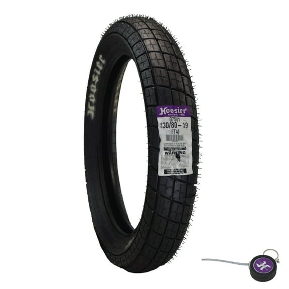 Hoosier Racing Tire 130/80-19 FT40 Dirt Bike Front Tube Type Tire Ideal for Flat Track Bikes with Hoosier Keychain