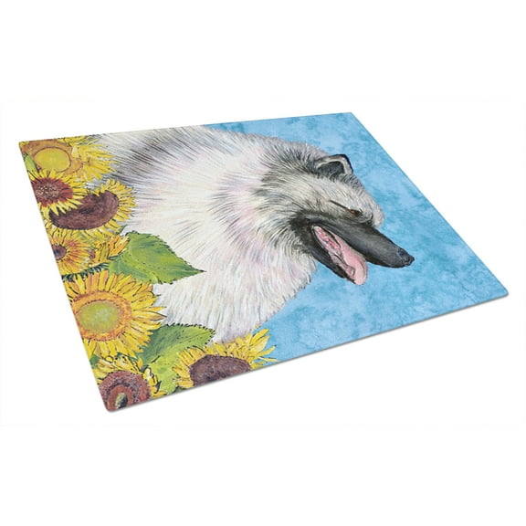 Caroline's Treasures Keeshond Glass Cutting Board Large