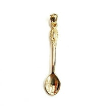 New 14k yellow Gold solid 3D spoon Pendant charm gift fine jewelry 1.8g