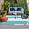 thumbnail image 2 of Blue Anchor Outdoor Rug for Patio/Deck/Porch, Non-Slip Large Area Rug 6 x 9 Ft, Modern Nautical White Geometric Stripes Indoor Outdoor Rugs Washable Area Rugs, Reversible Camping Rug Carpet Runner, 2 of 8