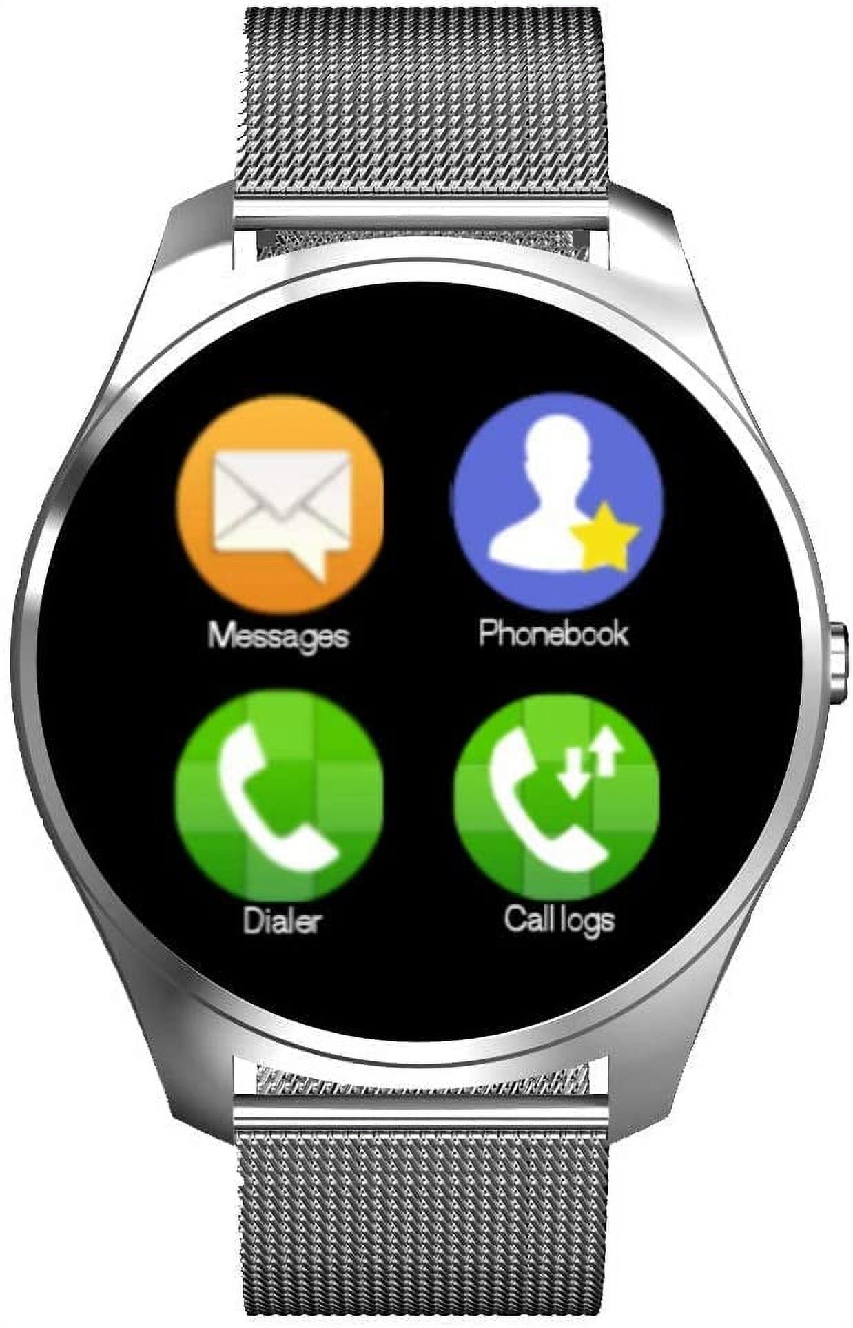 Bean Information Technology Fusion Smart Watch Compatible with Android Phones, Silver with Stainless Strap