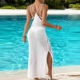 thumbnail image 3 of Dlentnea Womens Beach Dresses Swimsuit Summer Crochet Knit V Neck Bathing Suit Cover up Fashion Midi Dress, 3 of 5