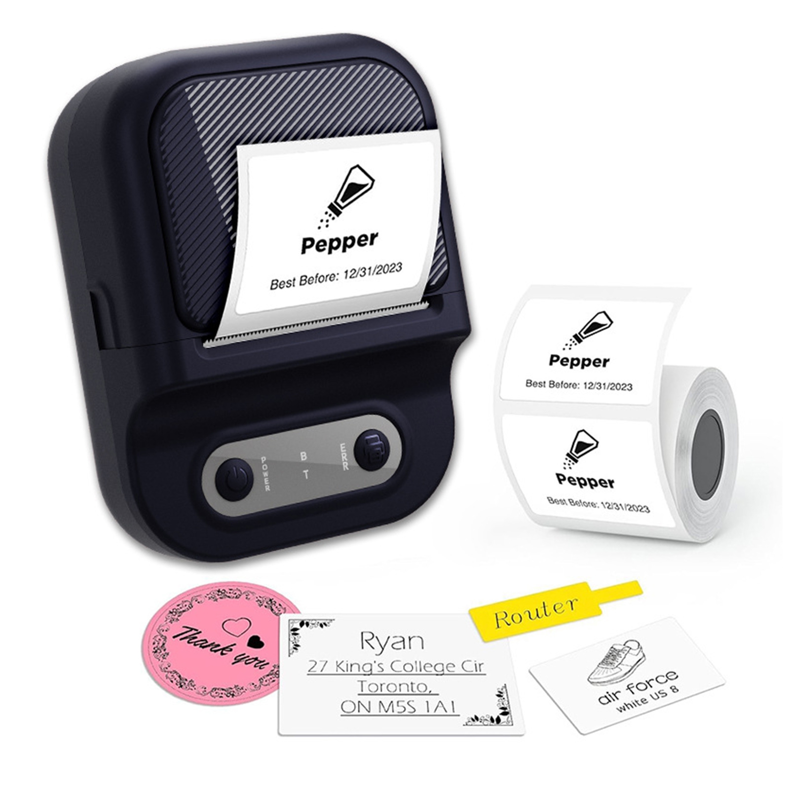 Sylvtty Label Maker Machine Portable Thermal Label Printer Bluetooth-compatible Mini Label Printer with Tape for Small Business Home School Office Barcode Address