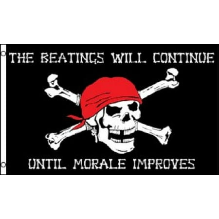 DEYOU Beatings will Continue until Morale Improves Jolly Roger Ship Flag 3x5 Feet Banner Flag
