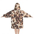 thumbnail image 2 of Beige and Brown Leopard Pattern Blanket Hoodies for Kids 6-13YR Oversize Wearable Blanket Hoodies for Boys Girls Teens, 2 of 7