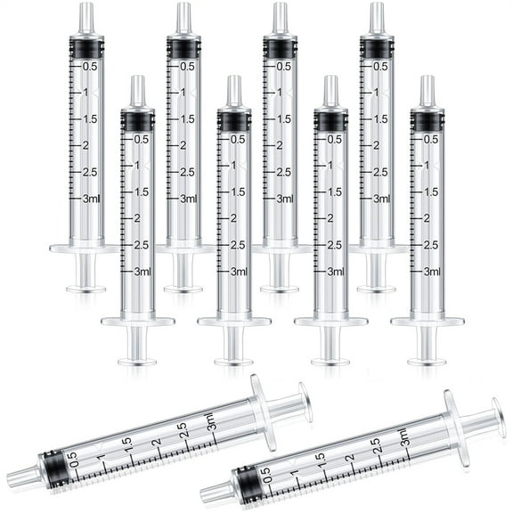 Duslogis 3 ml Syringe Without Needle, Syringe for Liquid with Cap, Oral, Scientific Labs, Measurement, Pack of 10