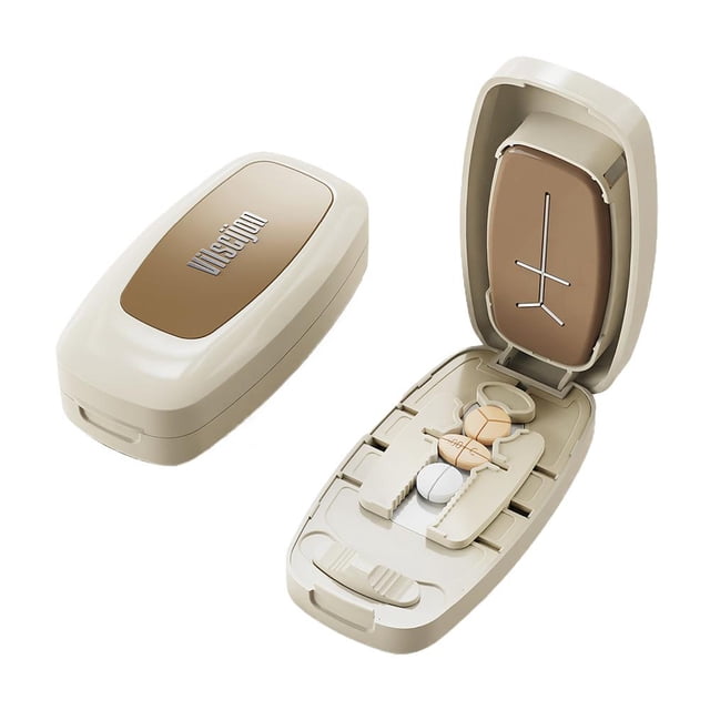 Portable Pill Cutter & Storage Box, Food-Grade Precise Tablet Splitter, Multifunctional Medication Organizer, Cuts 1/2, 1/3, 1/4 Pills