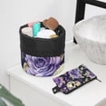 thumbnail image 6 of PhooArto Large Barrel Drawstring Makeup Bag, Purple Rose Sugar Skull Travel Cosmetic Bag Portable Make Up Organizer Bag, 6 of 6