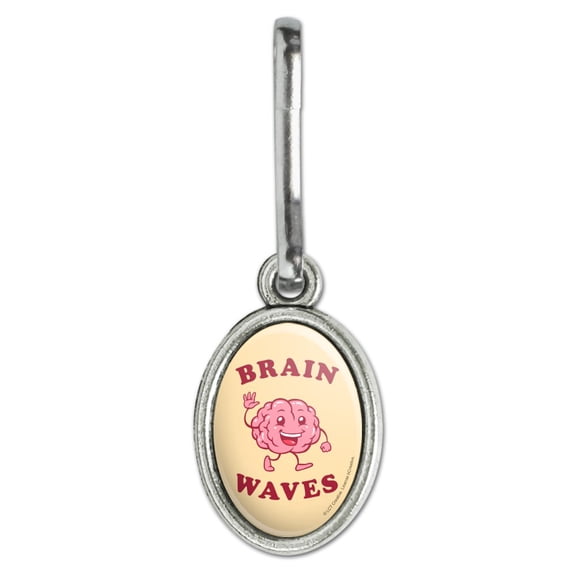 Brain Waves Waving Funny Humor Antiqued Oval Charm Clothes Purse Suitcase Backpack Zipper Pull Aid