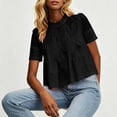 thumbnail image 5 of Guluxicc Women's Lace Shirts Loose Short Sleeve Mock Neck Basic Tops for Summer Casual Outfits, 5 of 6