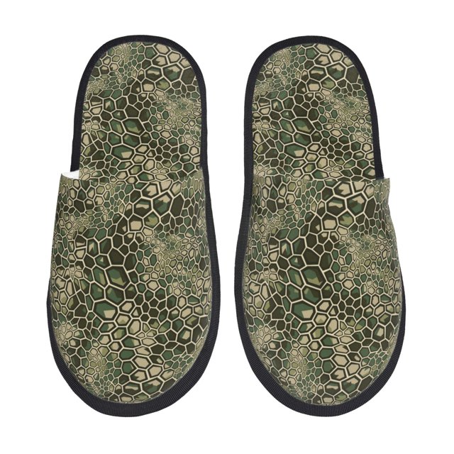 Balery Green Snake Skin Pantuflas de Casa de Felpa Silenciosas con Diseño Estampado, Zapatillas Cómodas Antideslizantes de Algodón para Interior-Large