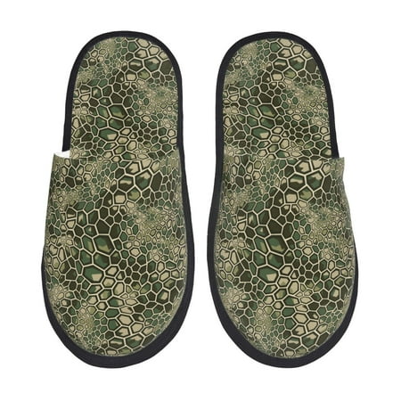 Balery Green Snake Skin Slient Indoor Furry Fleece Comfort House Shoes Soft Non-Slip Home Shoes Cotton slippers House Slippers-- Medium