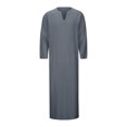 thumbnail image 3 of Sleeveless Shirts for Men Gym Muscle Training Summer Top Mens V Neck Linen Long Sleeve Kaftan Thobe Long Gown Shirt Robe Casual Gown, 3 of 8