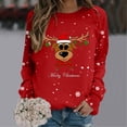 thumbnail image 2 of Hwmodou Female T-Shirts Christmas Printed Long Sleeve O-Neck Women Casual Multi Fashion Loose Women Casual Tops Haliday Weekend Tshirts For woman Red S, 2 of 4