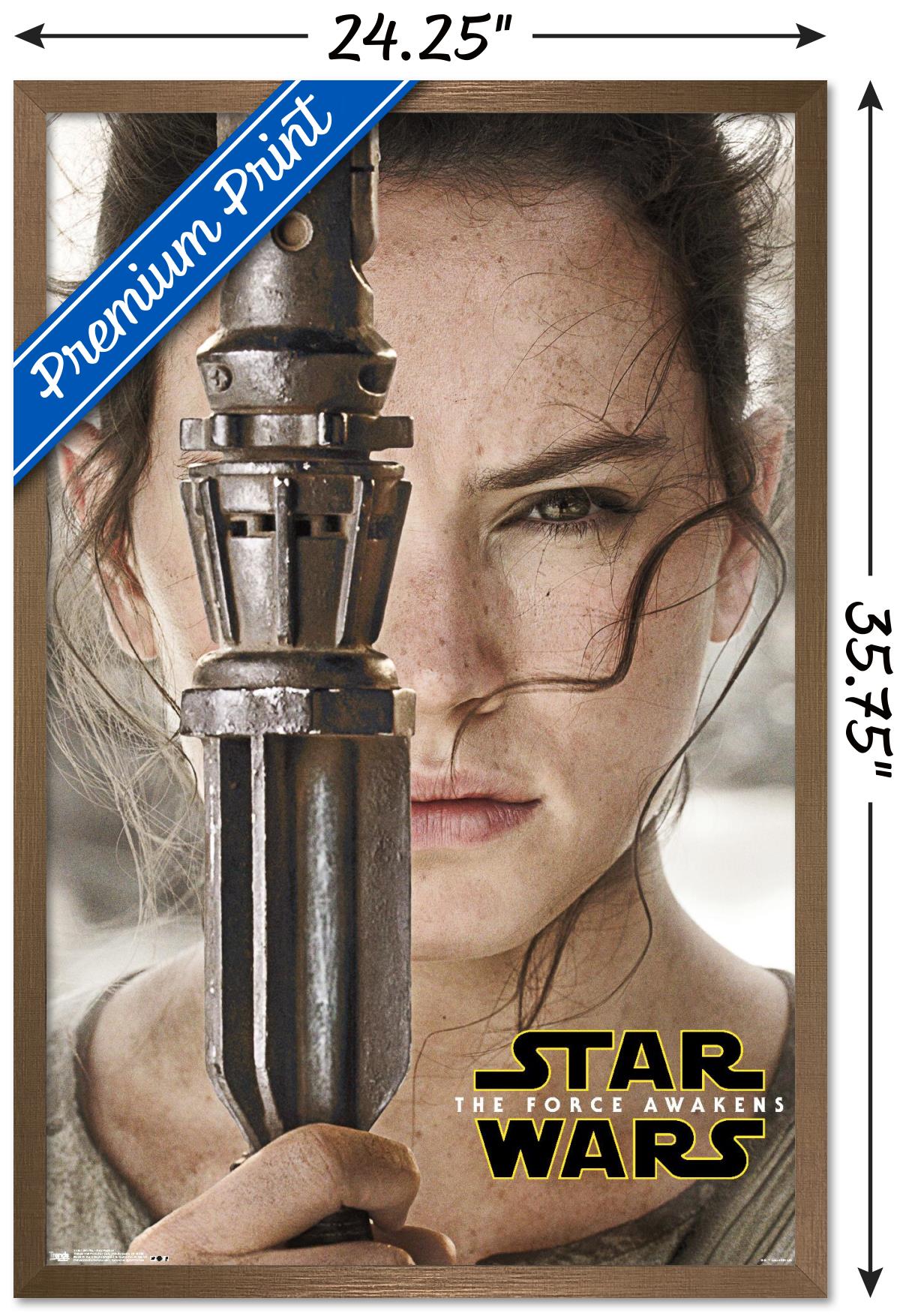 Star Wars: The Force Awakens - Rey Portrait Wall Poster, 22.375" x 34", Framed