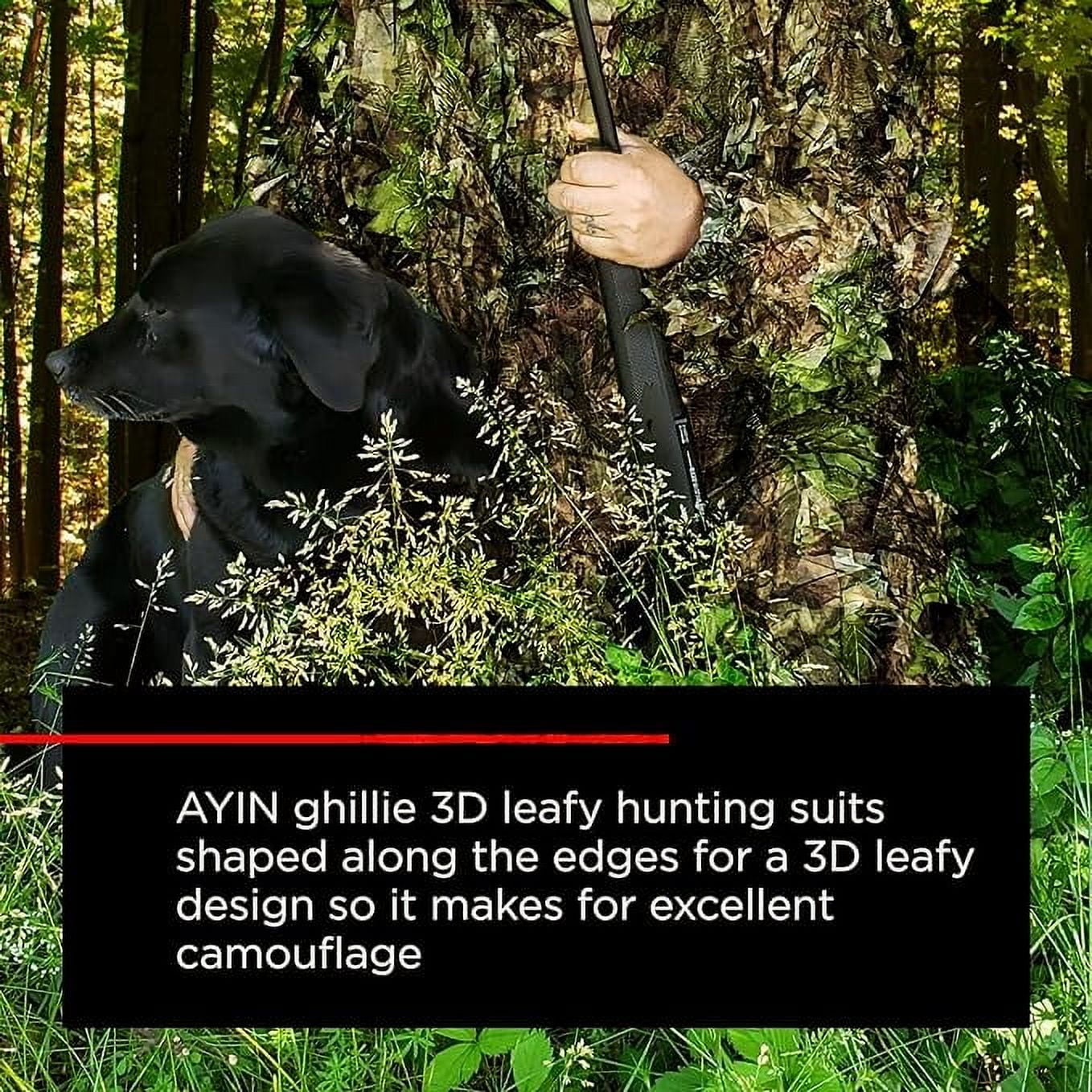 AYIN Tactical 3D Leaf Camouflage with Gloves and Face Mask Size L-XL, Hunting Jacket & Pants Men's