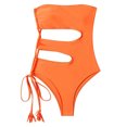 thumbnail image 4 of Gibobby Trajes de Baño Mujer Completo Traje de baño de triángulo para mujer cintura sin espalda Monocromo Sexy Bikini Traje de baño(Naranja,G), 4 of 5