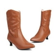thumbnail image 2 of Guttear Womens Pointed Toe Ankle Boots Stacked Kitten Low Heel Side Zipper Fall Booties Shoes, 2 of 4