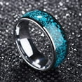 thumbnail image 3 of Wedding Rings For Men. 8mm Crushed Turquoise Silver Tungsten Wedding Band, 3 of 6