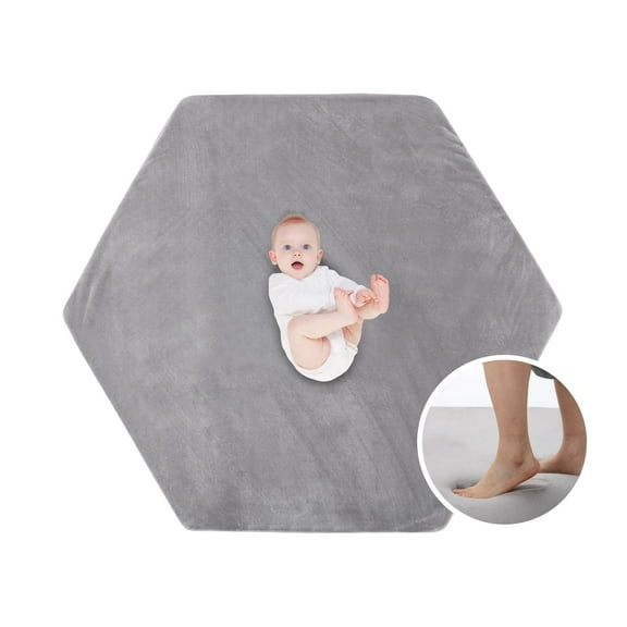 Baby Play Mat, Premium Thick Foam Crawling Mat, Thicken Soft Baby Play Mats for Floor, Non-Slip Cushioned Baby Playmat for Infants, Babies, Toddlers, Mat for Living Room (Grey, 52 x 48 in)