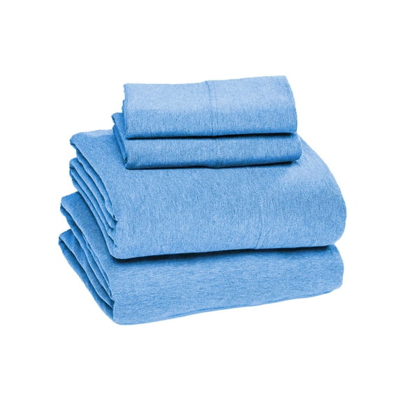 Sleepdown 100% Cotton Jersey Knit Sheets Twin XL, 3 Piece Bed Sheets Soft Breathable Deep Pocket Jersey Bed Sheet Set, Denim