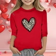 thumbnail image 2 of Gunia Valentines Shirts For Kids Boys Girls 3/4 Sleeve Love Heart Graphic Crew Neck Casual Breathable Soft Valentine'S Day T-Shirt Toddler Tee Tops 3-14 Years Red, 2 of 4