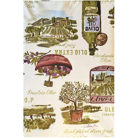 lucca tuscan olive oil print vinyl flannel backed